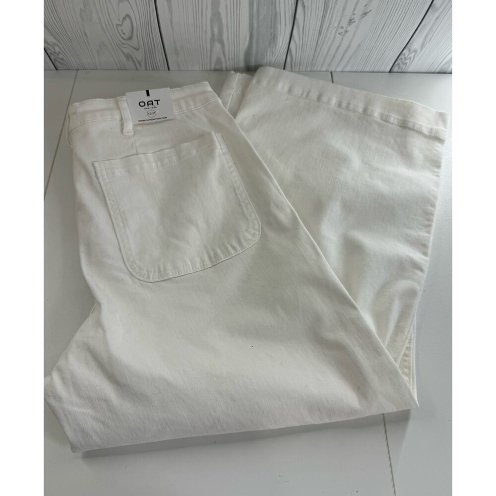 Oat New York jeans White High Rise Wide Leg Crop Womens size 12/31 New